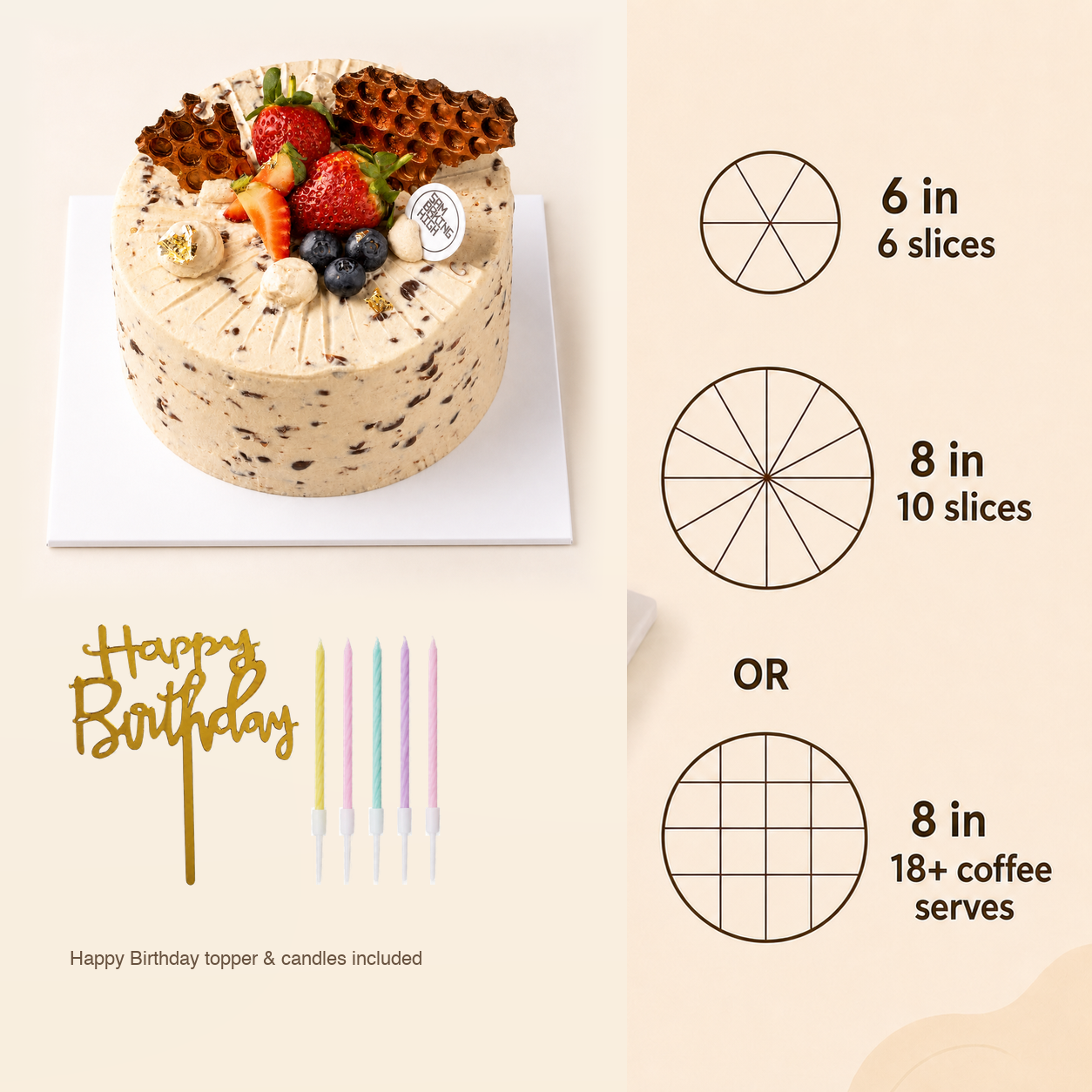 Adzuki Bean & Pudding Chiffon Cake cake size and serving guide