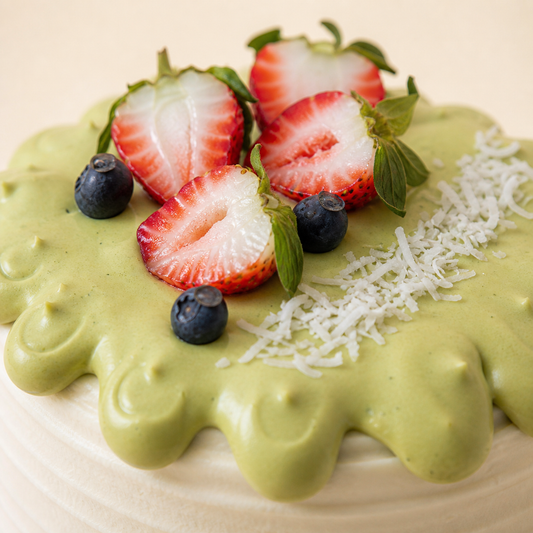 Matcha Coco Cloud cake detail close-up