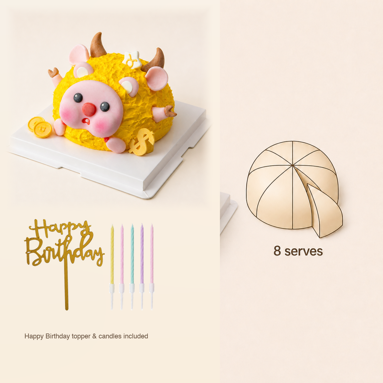 Taurus Birthday Cake cake size and serving guide