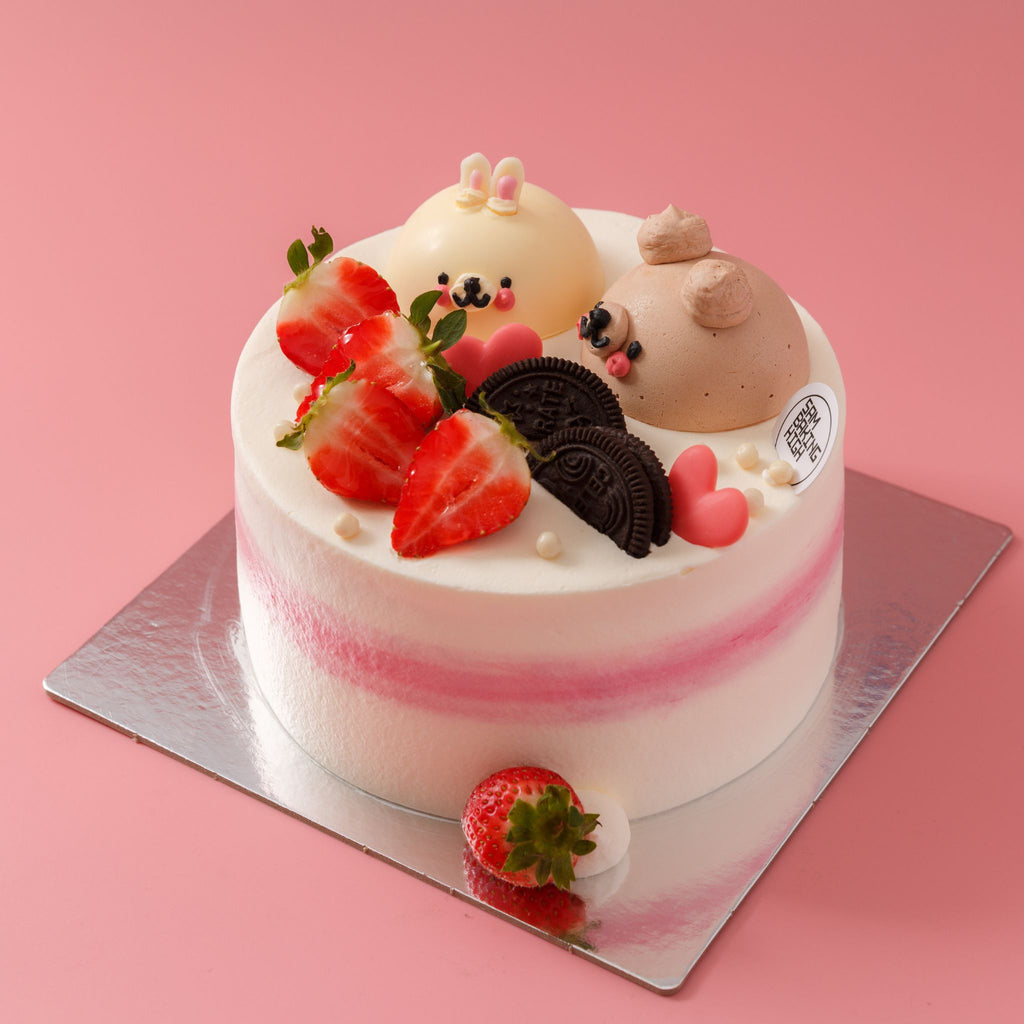 【EMOJI】PINKY ANIMAL PARTY CARTOON CAKE