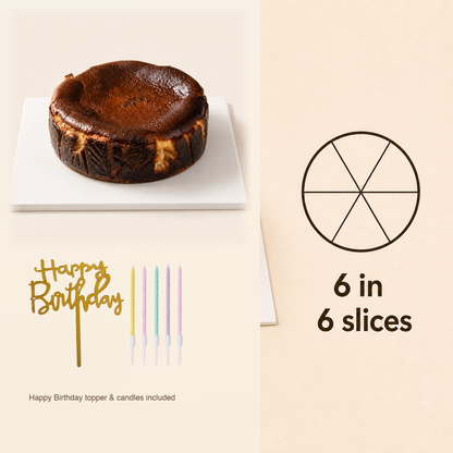 Classic Original Burnt Basque Cheesecake cake size and serving guide
