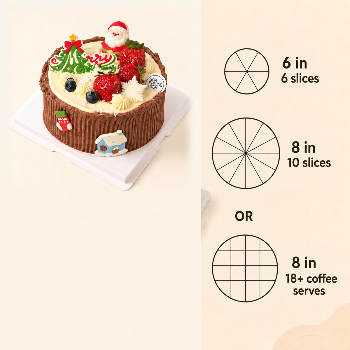 Christmas Cake size and serving guide – 6 inch and 8 inch
