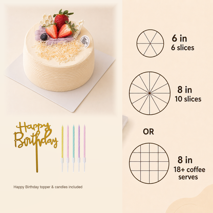 Coconut & Taro Cake cake size and serving guide