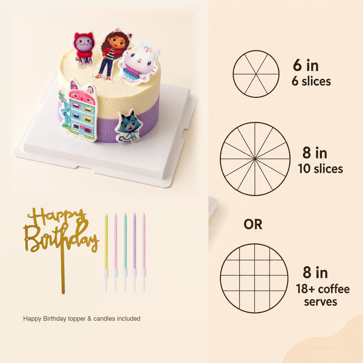Dream Cat House Cake cake size and serving guide