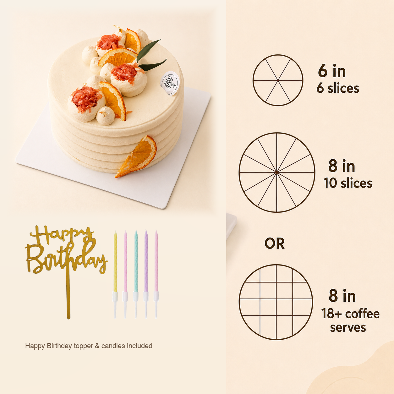 Earl Grey & Grapefruit Zest Cake cake size and serving guide