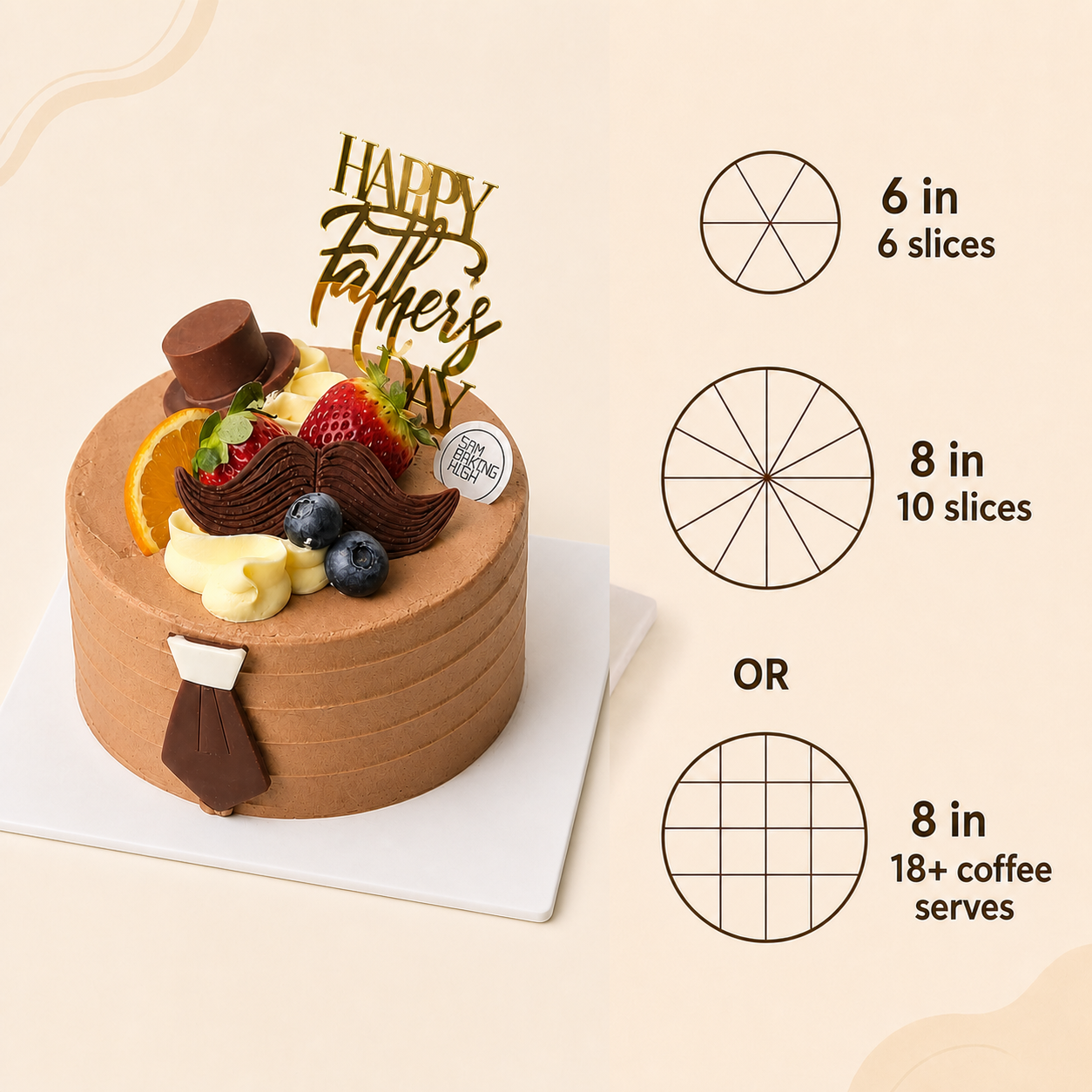Father's Day Chiffon Cake cake size and serving guide