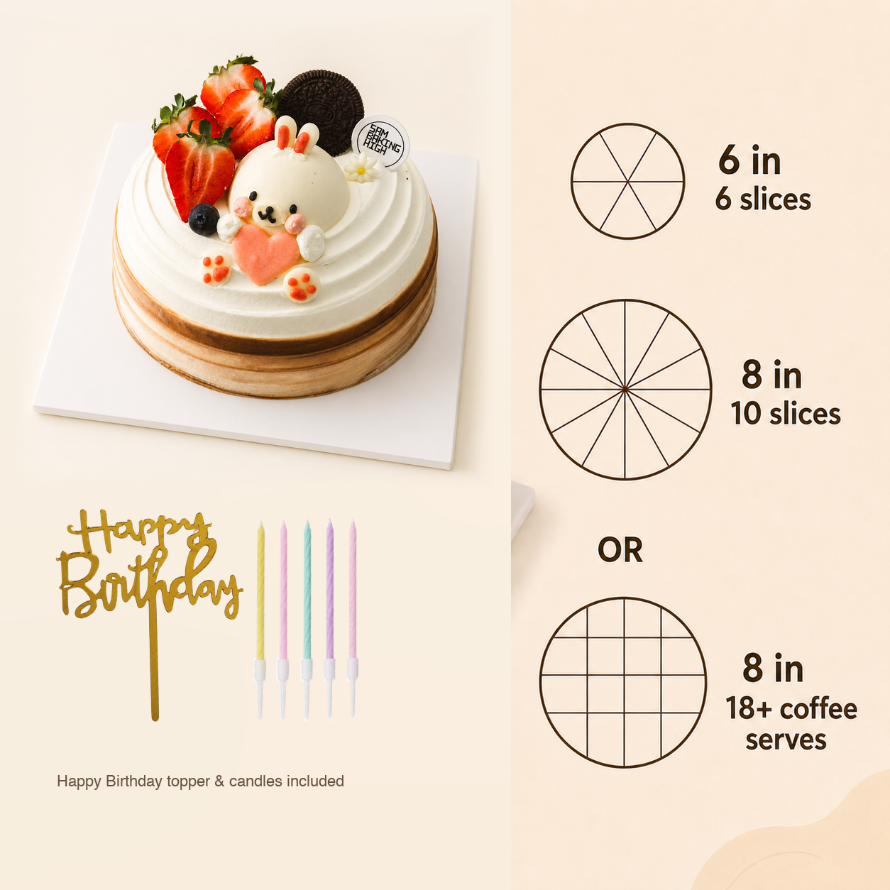 Choco Bunny Cake cake size and serving guide