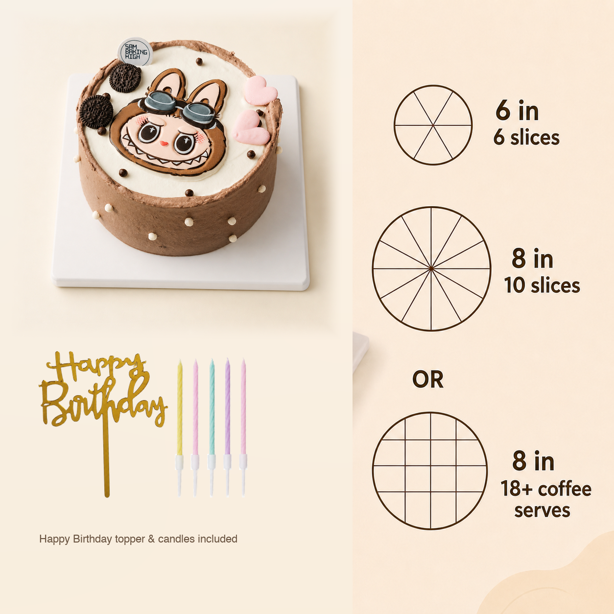 Classic Fluffy Cake cake size and serving guide