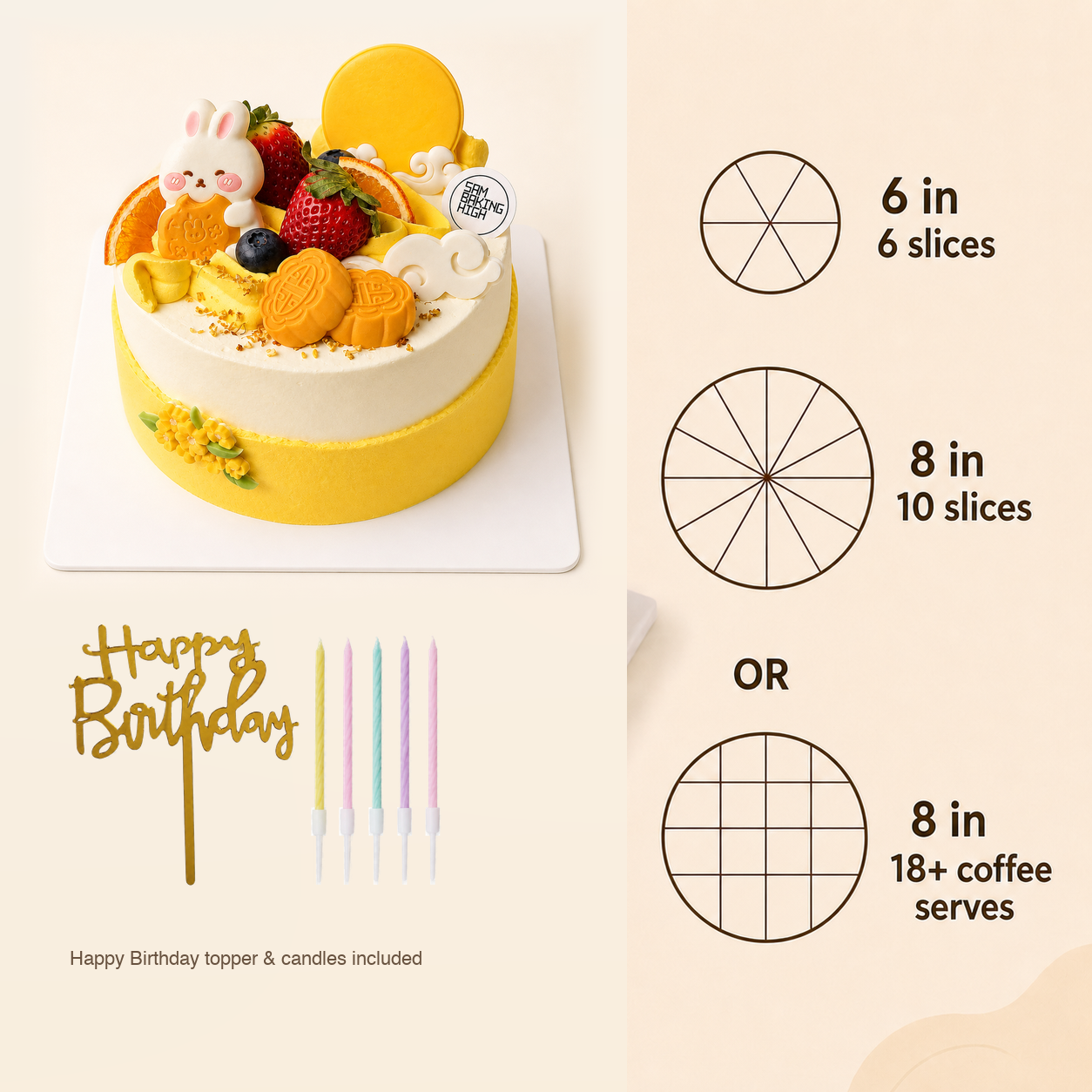 Moonlight Mid-Autumn Cake cake size and serving guide