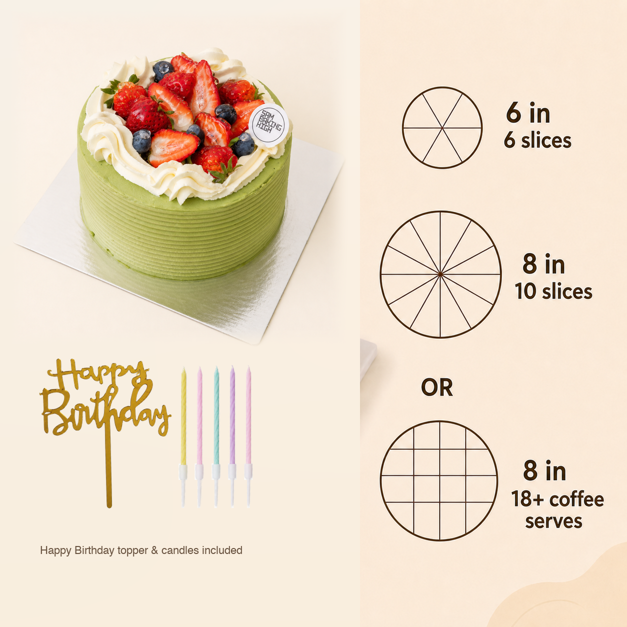 Strawberry Matcha Cake cake size and serving guide