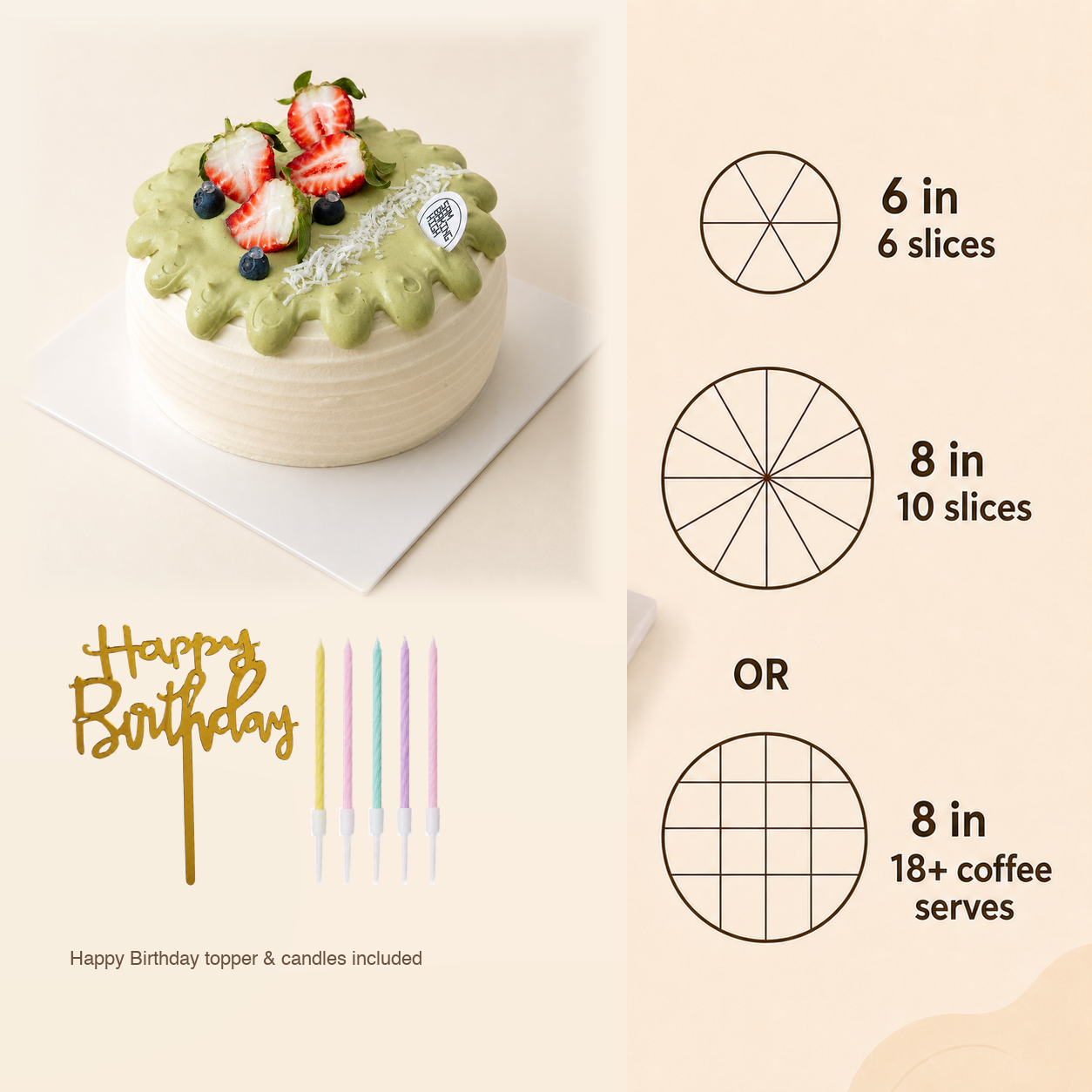 Matcha Coco Cloud cake size and serving guide
