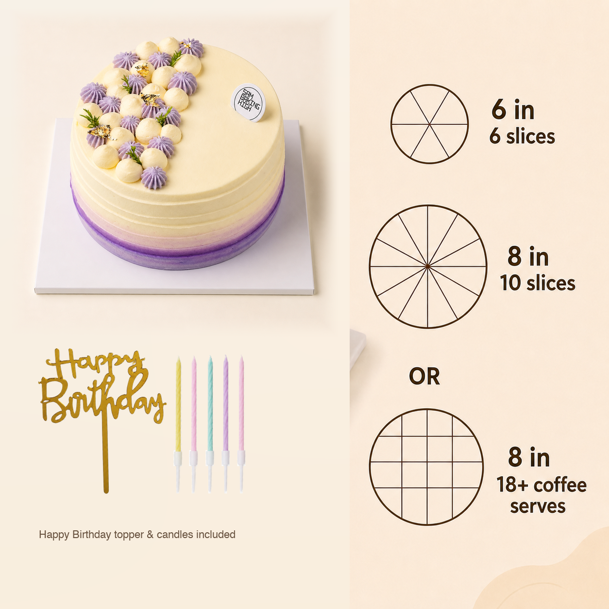 Pure Taro Cake cake size and serving guide