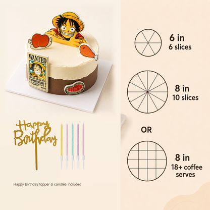 One Piece Cartoon Cake cake size and serving guide