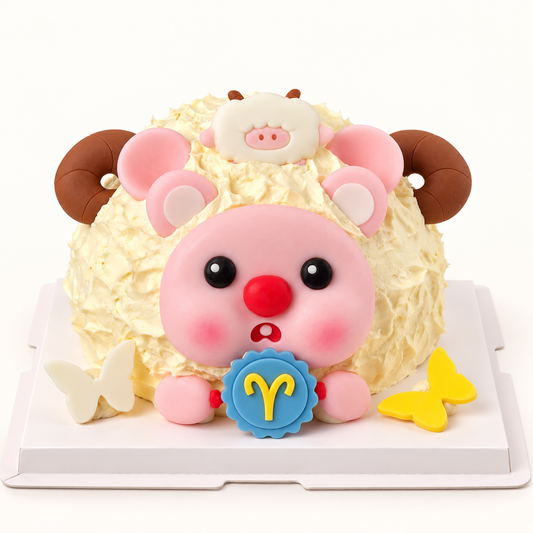 Aries zodiac birthday cake, front view