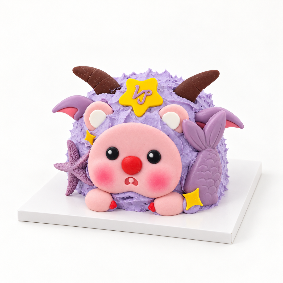 Capricorn Birthday Cake – alternate product view with horns and zodiac details