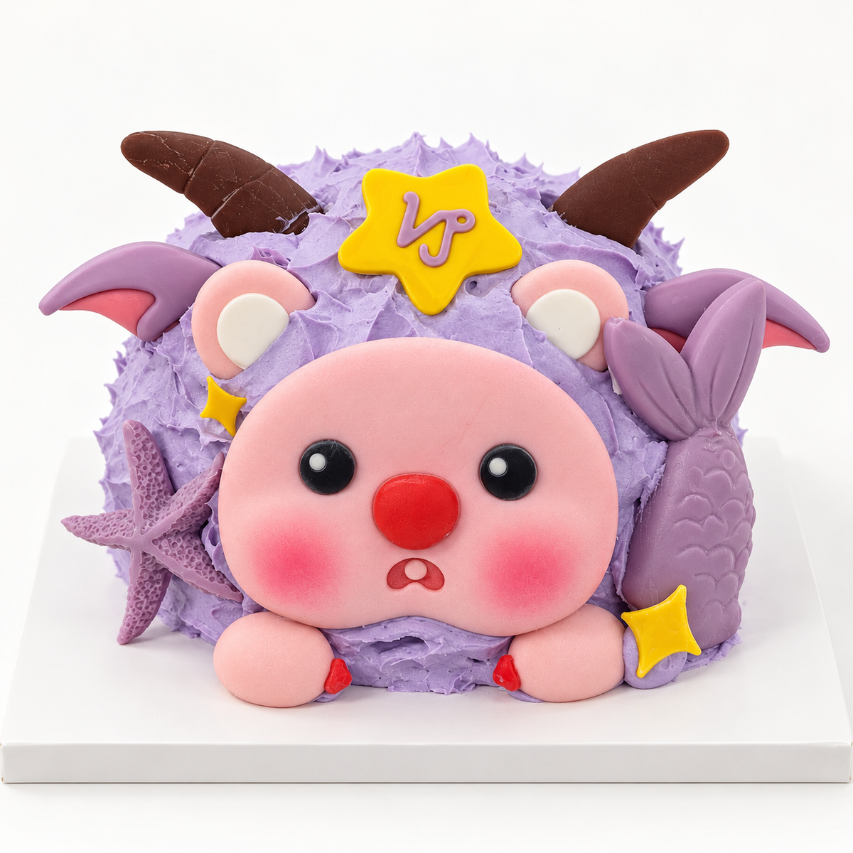 Capricorn Birthday Cake – hand-sculpted 3D zodiac cake in soft lilac tones