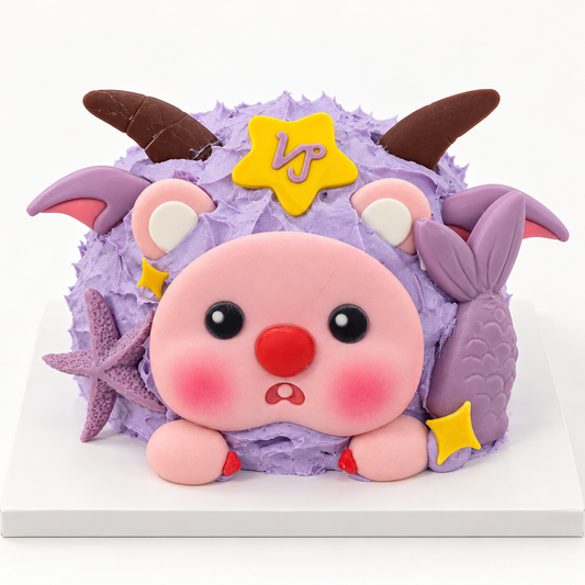 Capricorn Birthday Cake – hand-sculpted 3D zodiac cake in soft lilac tones