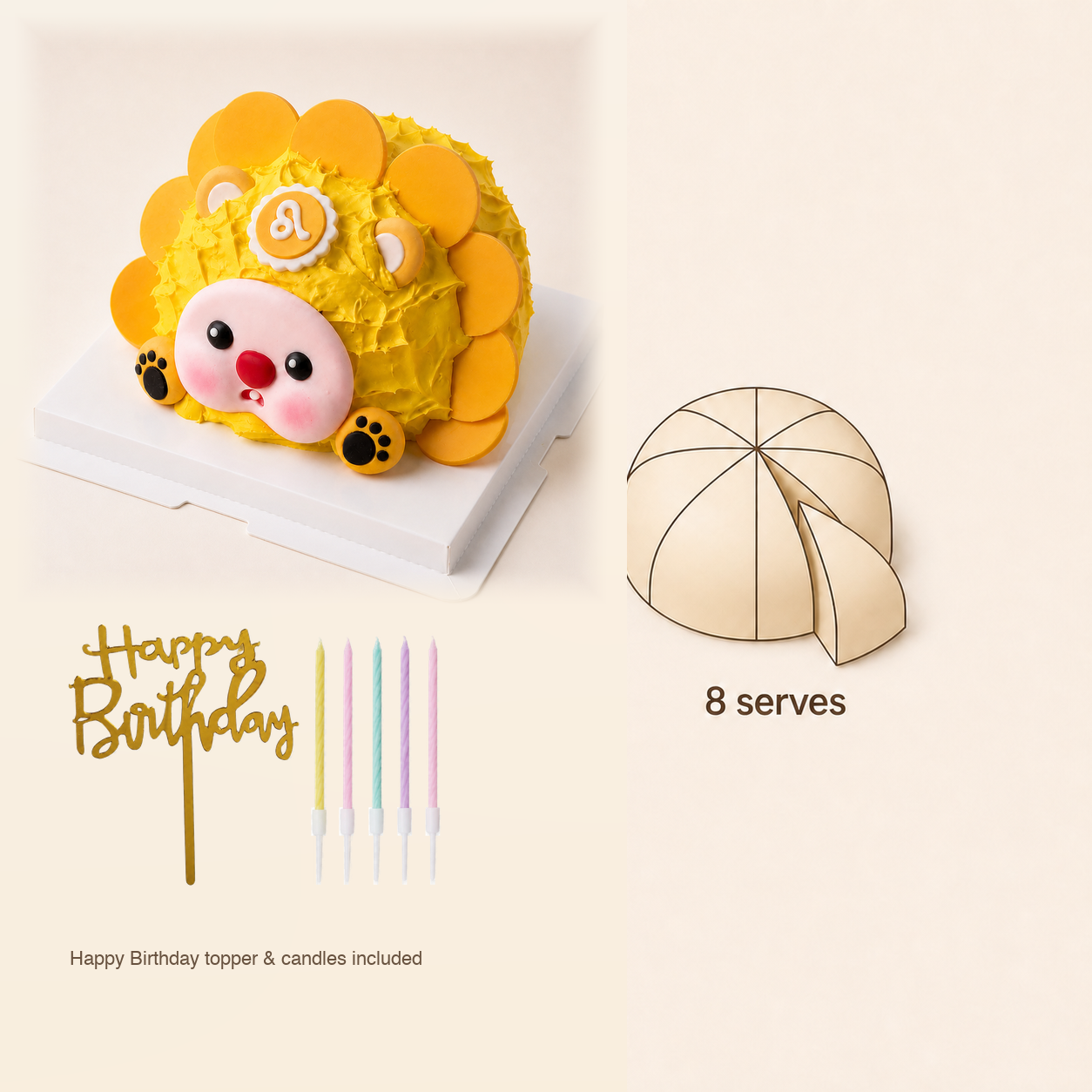 Leo Birthday Cake cake size and serving guide