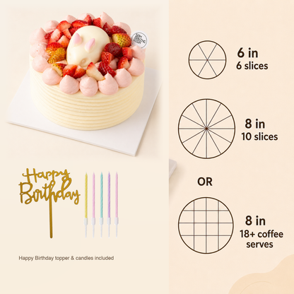 Strawberry Bunny cake size and serving guide