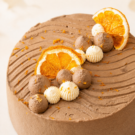 Hojicha & Mandarin Cake cake detail close-up
